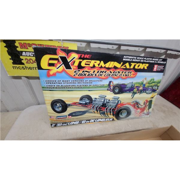Lindberg the Exterminator 2-in-1 Dragster 1/8 Scale Plastic Model Kit, 2' (61cm) Long Vintage