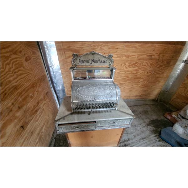Antique National Cash Register with Ornate Nickel-Plated Cabinet and Marble Ledgemodle 47-2-2
