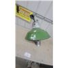 Image 1 : Vintage Green Porcelain Enamel Industrial Service Station Light Fixture with Mounting Arm