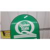 Image 2 : Quaker State Motor Oil Tombstone-Shaped Fiberglass Advertising Sign 2 Sided 26.6 x 36"