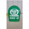 Image 4 : Quaker State Motor Oil Tombstone-Shaped Fiberglass Advertising Sign 2 Sided 26.6 x 36"