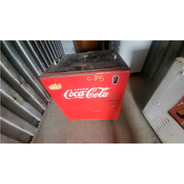 Vintage Coca-Cola Metal Ice Chest Cooler with Hinged Lid Embossed Letters 34 x 31 x 23"
