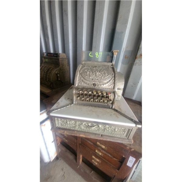 National Cash Register Model Nickel-Plated Brass Cash Register with Marble Shelf One Dollar Candy