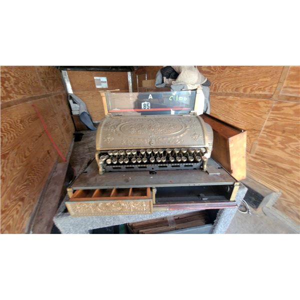 National Cash Register Antique Brass Cash Register with Ornate Victorian Scrollwork Modle 359-2-2