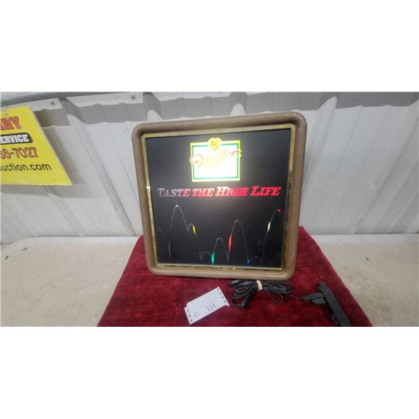 Miller High Life "Taste the High Life" Lighted Bar Sign Vintage 16 x 16"