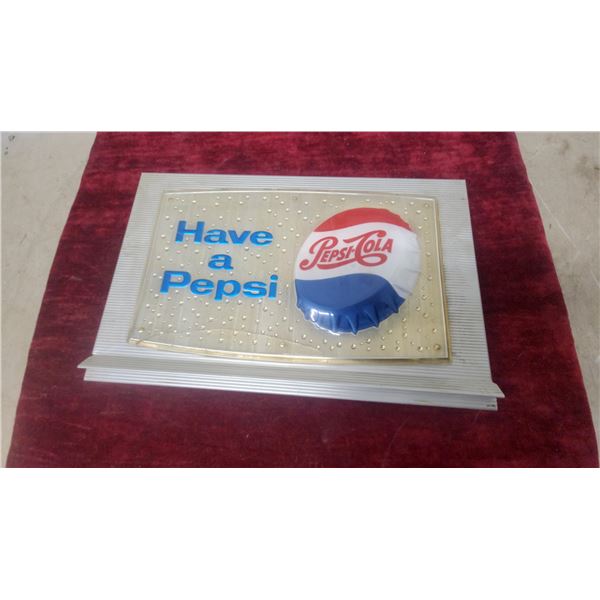 Pepsi Fountain Sign Aluminum 16.6 x 10.6" Vintage