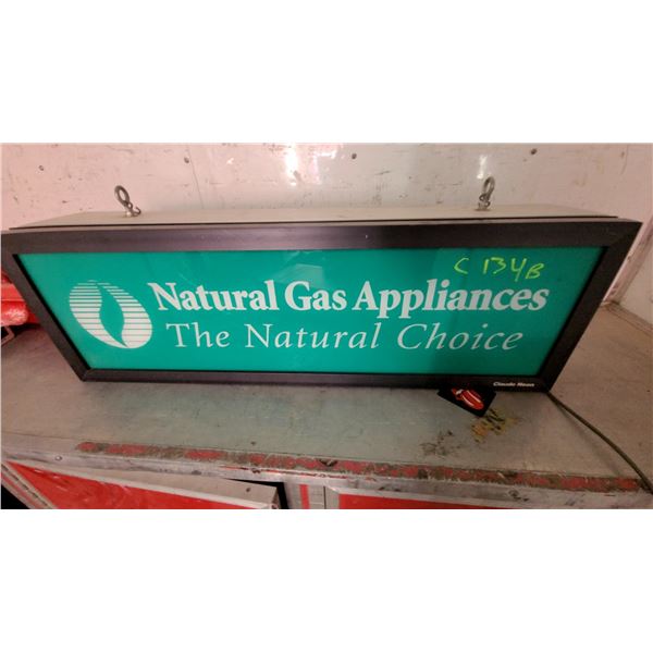 Natural Gas Appliances "The Natural Choice" Illuminated Light Box Sign by Claude Neon 12 x 36"