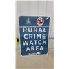 Image 1 : Manitoba Rural Crime Watch Area Reflective Road Sign Metal 36 x 47"