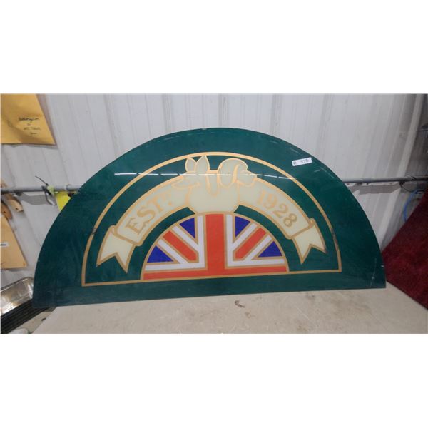 British Union Jack "Fox and Hound Wpg Tavern Fiberglass Sign 30 x 66"