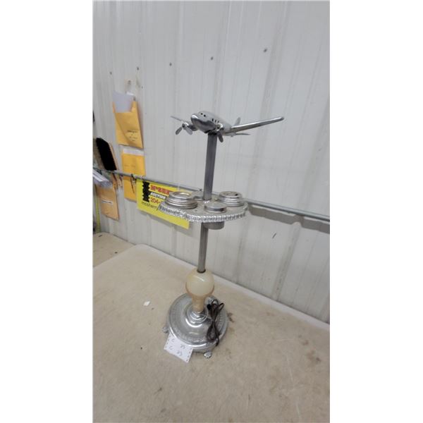 Art Deco Chrome DC-3 Airplane Smoker's Stand with Onyx Accent and Electric Cord