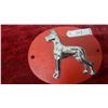 Image 2 : Chrome Great Dane Trailors Emblem on Red Oval Mounting Plate 8.6 x 10.6"