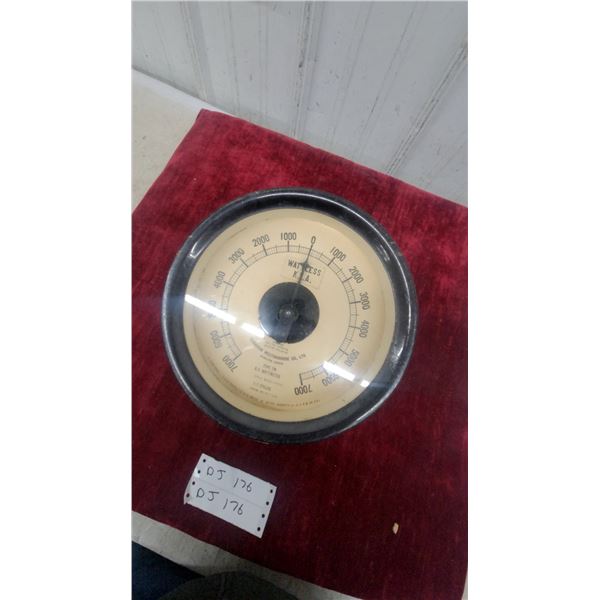 Canadian Westinghouse Type TM A.C. Wattmeter, 60 Cycles, Wattless K.V.A., 0-7000 Scale Gauge