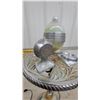 Image 7 : Mico Art Deco Floor Standing Smoker Stand with Slag Glass Globe Lamp and Ashtrays Very Rare with