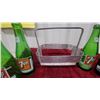 Image 2 : Vintage 7UP Green Glass Bottles with Metal 6 Pack Carrier Aluminum