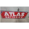 Image 1 : Atlas Batteries Porcelain Enamel Vintage Advertising Sign72 X 22.6" 2 Shallow Dents Onn the A