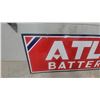 Image 2 : Atlas Batteries Porcelain Enamel Vintage Advertising Sign72 X 22.6" 2 Shallow Dents Onn the A