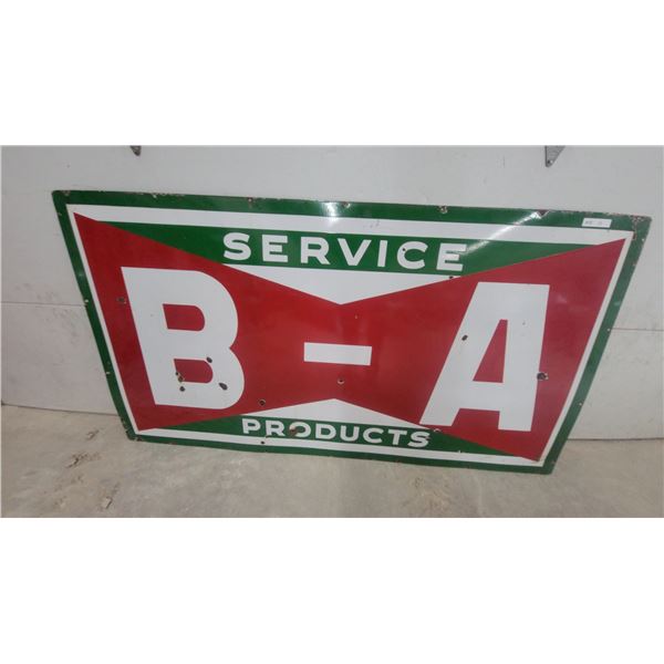 B/A Service Products Porcelain Enamel Gas Station Sign 76.6 x 41.6" 1950s