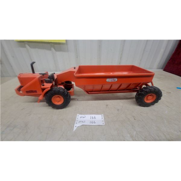 Wooldridge Mfg Co. Model Toys Orange Buggy Scraper Pressed Steel Set Vintage 25" Long