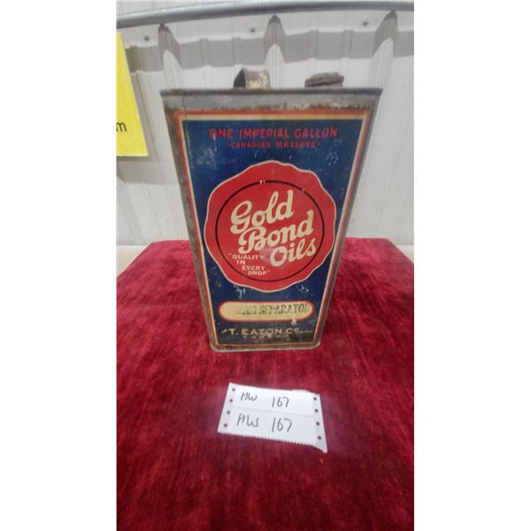 Gold Bond Oils One Imperial Gallon Cream Separator Oil Tin, T. Eaton Co. Canada
