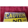 Image 2 : Vintage Metal Embossed"Caution No Smoking" Sign, Yellow and Blue 9 x 7.6"