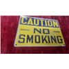 Image 3 : Vintage Metal Embossed"Caution No Smoking" Sign, Yellow and Blue 9 x 7.6"