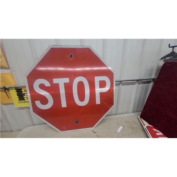 Full-Size Metal Stop Sign with Reflective Surface 35" Diameter