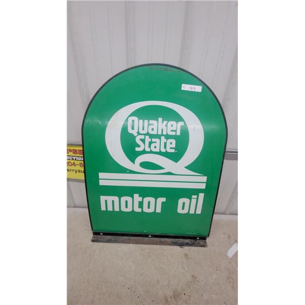 Quaker State Motor Oil Double-Sided fiberglassCurb Sign with Stand 27 x 36"