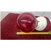Image 8 : Vintage Ruby Glass Exit Sign Light Fixtures, Lot of Two
