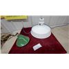 Image 1 : Two Vintage Porcelain Enamel Industrial Pendant Light Shades, Green and White One Wired