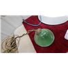 Image 3 : Two Vintage Porcelain Enamel Industrial Pendant Light Shades, Green and White One Wired