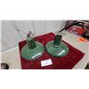 Image 1 : Pair of Vintage Green Porcelain Enamel Industrial Lights 12" Diameter at Base
