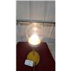 Image 3 : Vintage Industrial Table Lamp with Yellow Metal Base and Clear Glass Globe 19" Tall