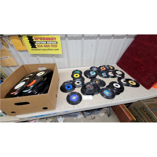 Collection of 45 RPM Vinyl Records, Assorted Labels and Artists Ready 4 the Juke Box