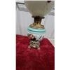 Image 2 : Victorian Hand-Painted Pansy Globe Oil Lamp with Brass Base