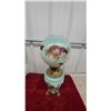 Image 3 : Victorian Hand-Painted Pansy Globe Oil Lamp with Brass Base