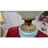 Image 7 : Victorian Hand-Painted Pansy Globe Oil Lamp with Brass Base