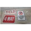 Image 1 : Lot of Three Metal Signs: 4 Way, Yield, and 7-Eleven Customer Parking Only