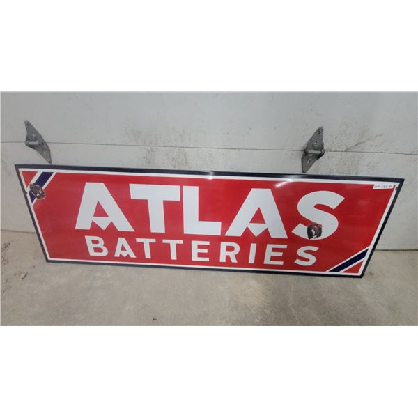 Atlas Batteries Porcelain Vintage Advertising Sign 22 x 72"
