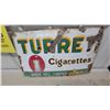 Image 1 : Turret Cigarettes Porcelain Enamel Advertising Sign, Save the Poker Hands 18 x 30"
