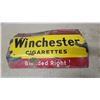 Image 1 : Winchester Cigarettes "Blended Right!" Porcelain Advertising Sign 18 x 30" Has a Bowe to It