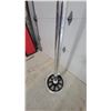 Image 4 : Chrome Coat Rack Stand with Harley Davidson Motorcycle Wheel Base and Multiple Nitro Dragster