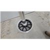 Image 5 : Chrome Coat Rack Stand with Harley Davidson Motorcycle Wheel Base and Multiple Nitro Dragster