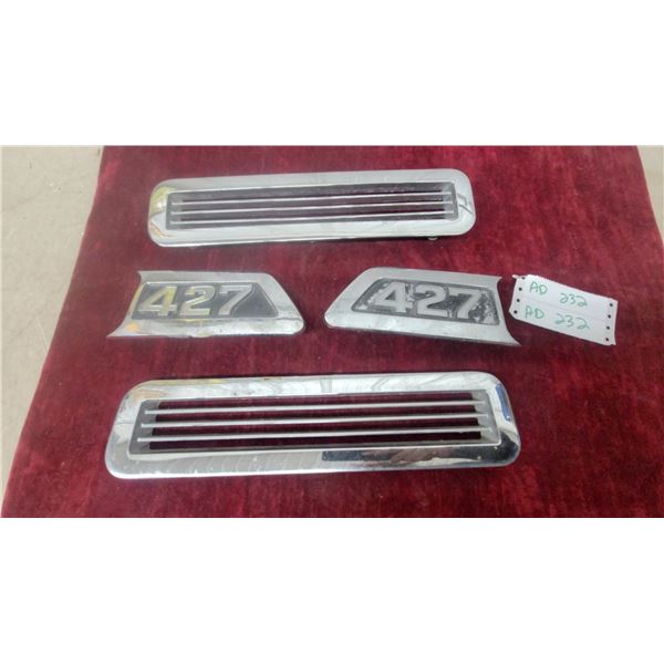 1967 Chevrolet Corvette 427 Hood Side Vents and Emblems