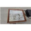 Image 2 : Framed Vintage Skelly Oil Company Gas Station Black and White Photograph and Car Heater