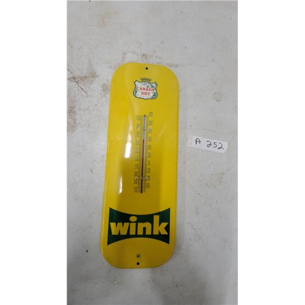 Canada Dry Wink Soda Vintage Metal Advertising Thermometer Sign 16 x 5.6" Vintage