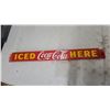 Image 1 : Vintage Porcelain Iced Coca-Cola Here Metal Advertising Door Push Sign 31.6 x 3"