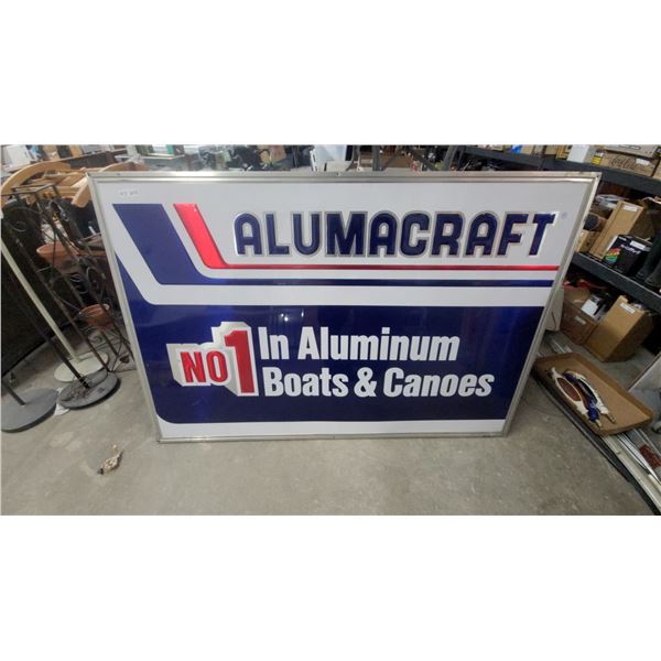 Alumacraft "No. 1 in Aluminum Boats & Canoes" Dealer Metal Sign46 x 70" with Wood Frame Embossed