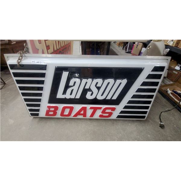 Larson Boats Illuminated Dealer Advertising Sign 2 Sided Complete with Frame and Lights up24 x 49"