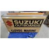 Image 1 : Suzuki Outboards Lloyds Marine Illuminated Dealership Sign Double Sided 37 x 73" Lighted