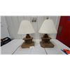 Image 1 : Pair of Rustic Handcrafted Stone Fireplace Table Lamps with Pleated Fabric Shades